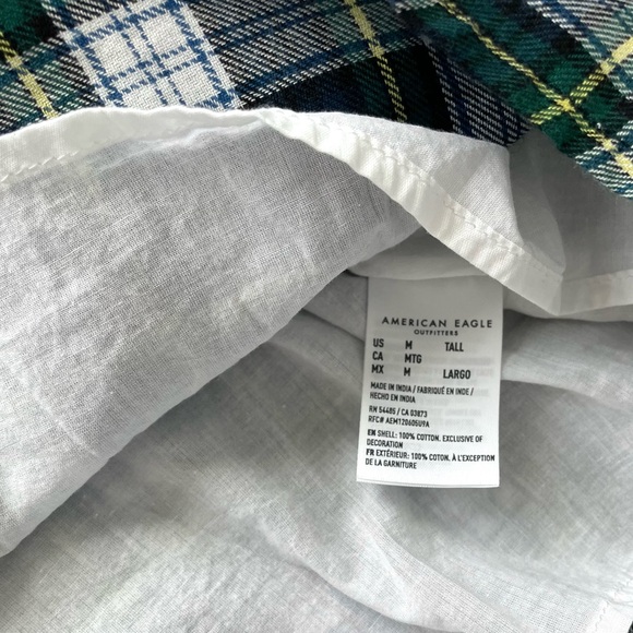 NWT American Eagle Outfitters Puff-Sleeve Plaid Smocked Babydoll Dress Tall - Picture 12 of 14